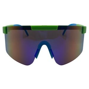 6165 | White/Green Sport Wrap Sunglasses